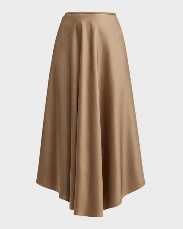 Lightweight Textured Satin Midi Handkerchief Skirt